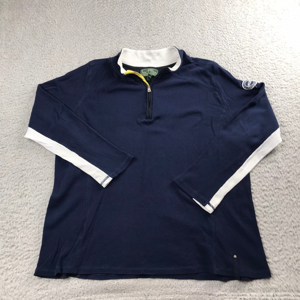 LRL Ralph Lauren Active Pullover Women 2X Navy Waffle Knit Quarter Zip